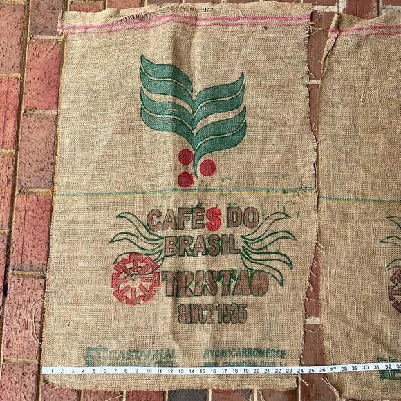 Coffee Bean Burlap Sack Brasil Tristao Leaf and Berry Decor - Picture 5 of 8